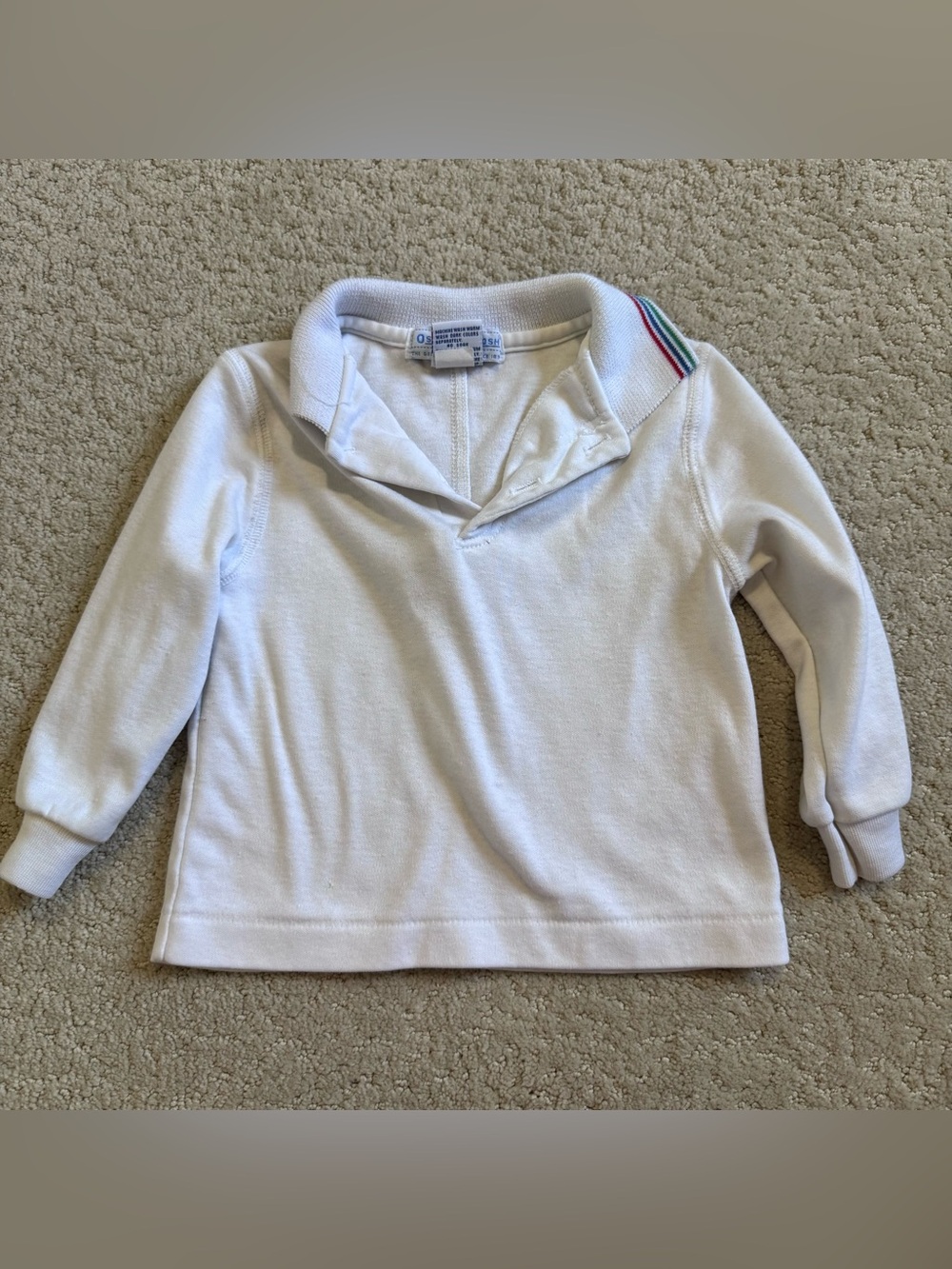 Vintage OshKosh Bgosh Collared Rainbow Stripe Long Sleeve Made in USA 24 Months
